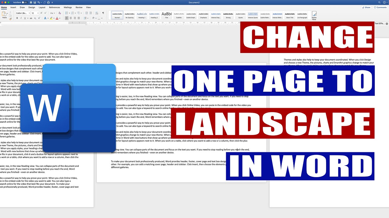 word for mac change page orientation